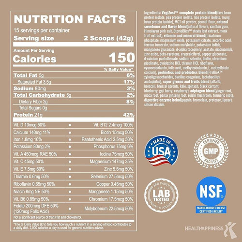 Proteína Em Pó Upnourish Peanut Butter Vegan 21g 15 Porções - Imagem 8