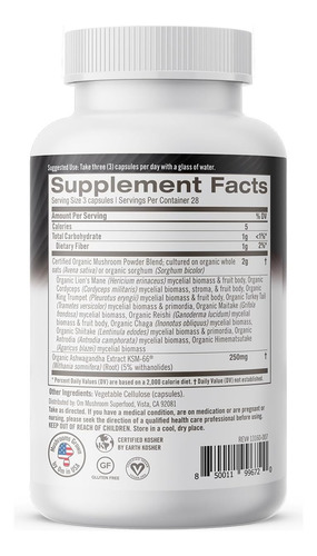 Om Mushroom Superfood Master Blend Cogumelos E Adaptógenos, - Imagem 2