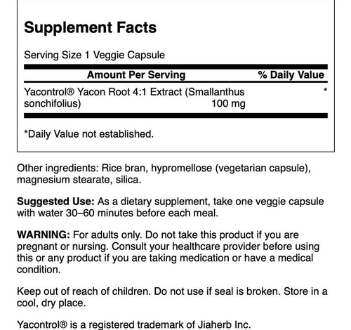 Extrato De Raiz De Yacon Swanson 100 Mg 90 Cápsulas Vegetais - Imagem 2