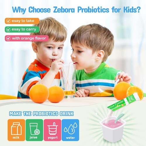Probióticos E Prebióticos Em Pó Zebora Kids Age 3+ 30 Pacote - Imagem 3