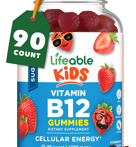 Gomas De Vitamina B12 Sem Açúcar Lifeable Para Crianças | 90