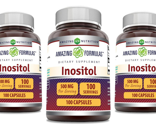 Amazing Nutrition Inositol 500 Mg 100 Cápsulas - 3 Pacotes - Imagem 3