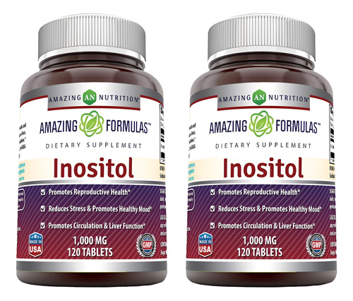 Suplemento De Inositol 1000mg Da Amazing Nutrition - 2 Pacot