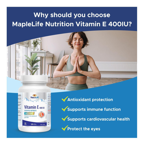 Maplelife Nutrition Vitamin E 400iu Natural 100 Softgels - Imagem 12