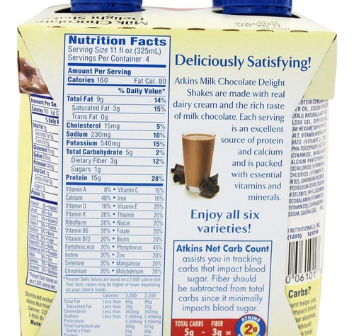 Shake Atkins Pronto Para Beber Atkins Chocolate 4 Unidades - Imagem 2