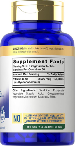 Carlyle Vitamina B-mcg | 180 Comprimidos Para Adultos | Supl - Imagem 7