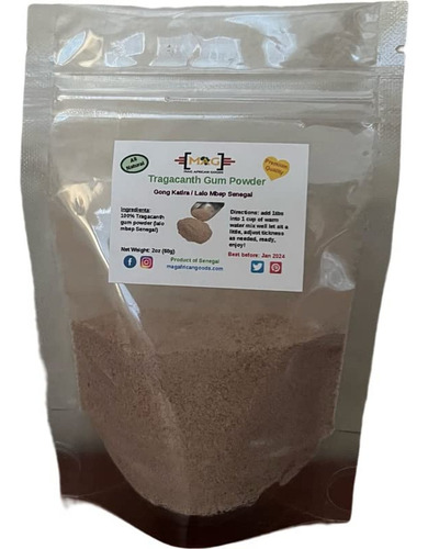 Pó De Goma Tragacanto Mag African Goods 2 Oz