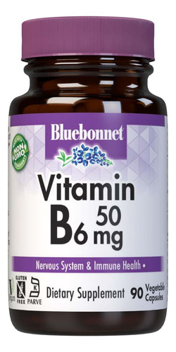 Suplemento Bluebonnet Vitamina B6 50mg 90 Cápsulas