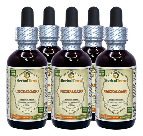 Extrato Líquido De Umckaloabo Da Herbal Terra Llc 5x60 Ml