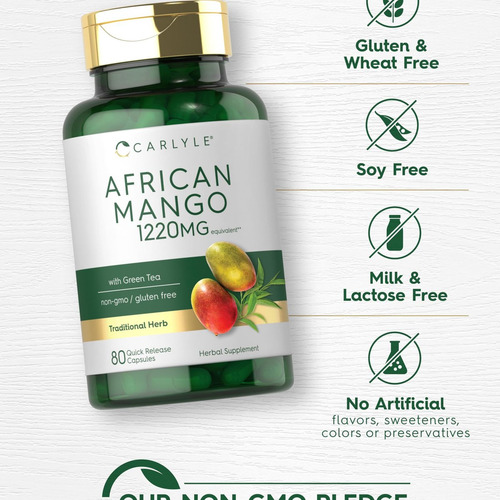 Suplemento De Manga Africana Carlyle 1220mg Com Chá Verde - Imagem 2