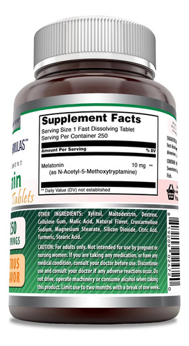 Melatonina Amazing Nutrition 10 Mg Dissolução Rápida 250 - Imagem 2