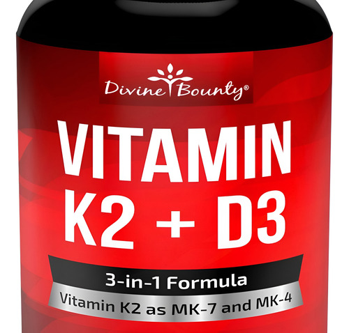 Suplemento Divine Bounty K2 E D3 - 90 Cápsulas Veganas