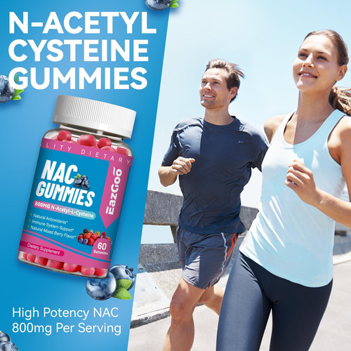 Eazgoo Nac Gummies 800mg, Suplemento De N-acetil Cisteína, S - Imagem 11