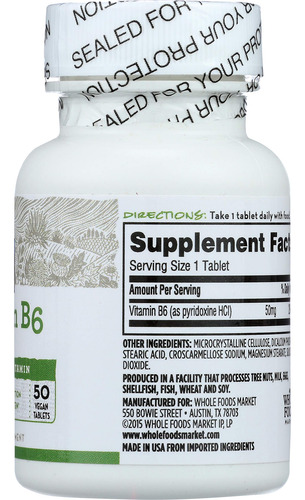 Suplemento 365 Everyday Value Vitamina B6 50 Mg 50 Comprimid - Imagem 3