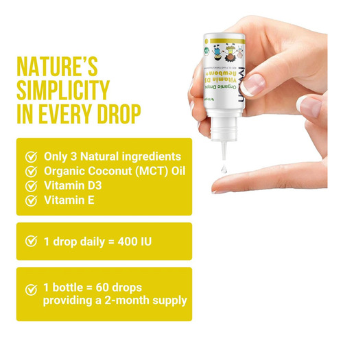 Ivvion Gotas De Vitamina D3 Orgânica Para Bebês, Pacote Com - Imagem 6