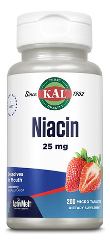Comprimidos De Niacina Kal Kal 25 Mg, Morango, 200 Unidades - Imagem 3