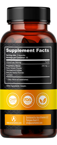 Suplementos Aura Vitamins Bee Flex Joint Support 60 Cápsulas - Imagem 8
