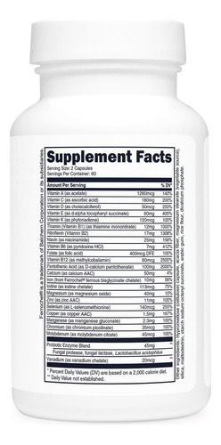 Cápsulas Multivitamínicas Zero, 1300 Mg, 120 Cápsulas - Imagem 9