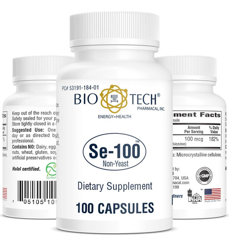 Bio-tech Pharmacal Biotech Pharmacal - Se-100 - 100 Cápsulas - Imagem 4