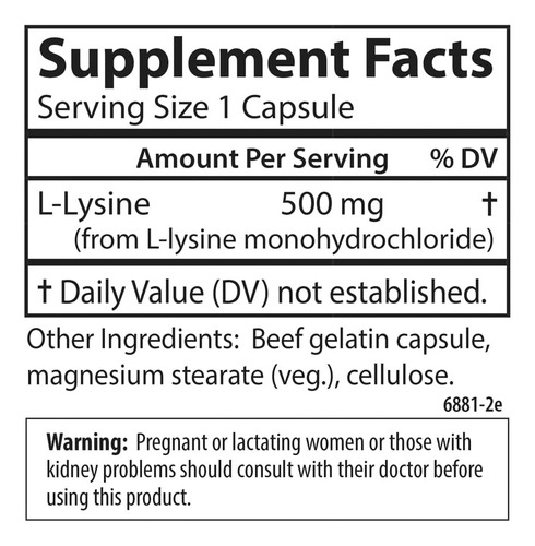 Carlson Labs L-lisina, 500mg, 100 Cápsulas - Imagem 4
