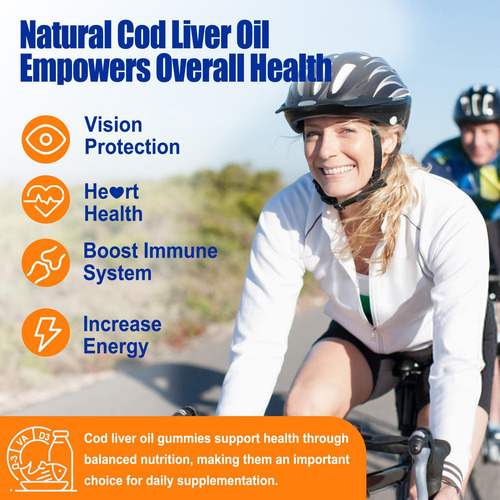Óleo De Fígado De Bacalhau 1000mg Gummies Vitamina A D3 B12, - Imagem 4