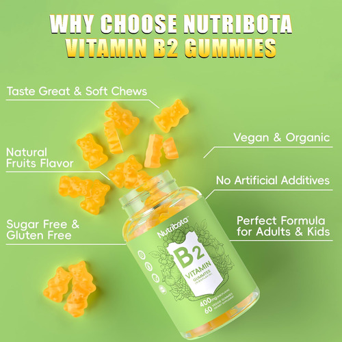 Nutribota Sugar Livre Vitamina B2 Gummies- Riboflavin 400mg - Imagem 8