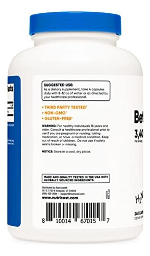 Cápsulas Nutricost Beta-alanina 3400mg, 240 Cápsulas (60 Se - Imagem 3