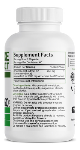 Suplemento Bronson Alcachoke Leaf 1000mg 60 Cápsulas - Imagem 2