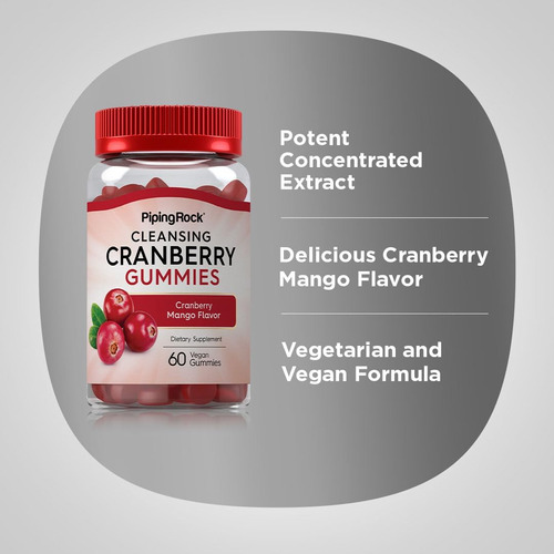 Gomas De Cranberry Piping Rock | 60 Contagens | Sabor Manga - Imagem 4