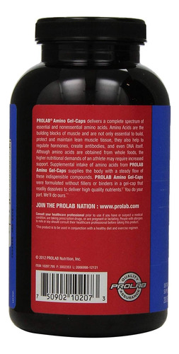 Prolab Nutrition Amino Gelcaps, 200 Sgel - Imagem 2