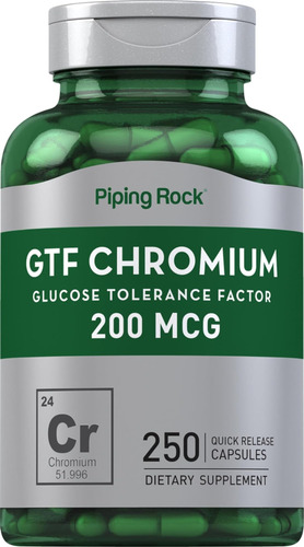 Gtf Cromo 200 Mcg | 250 Cápsulas | Fator De Tolerância À Gli
