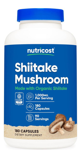 Cápsulas De Cogumelo Shiitake Orgânico Nutricost 1000 Mg, 90