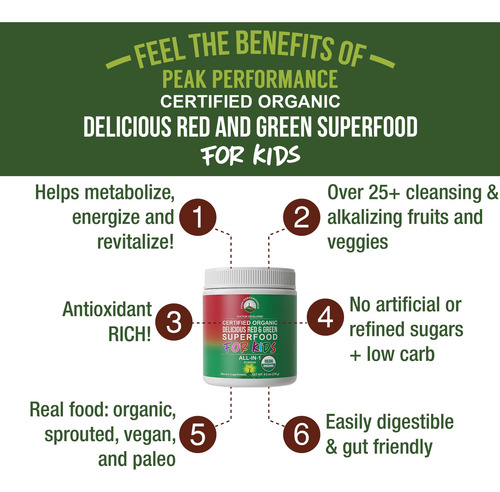Suplemento Peak Performance Kids Greens And Reds Superfood - Imagem 2
