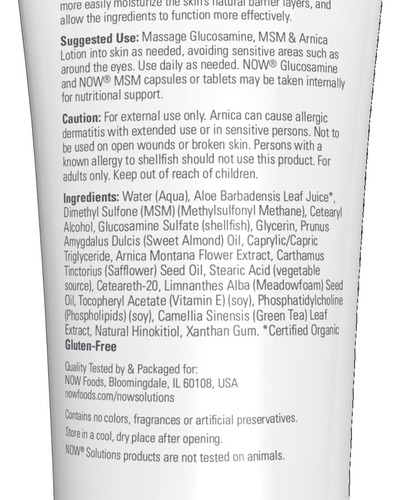 Loção De Glucosamina E Arnica Now Foods Para - Imagem 3