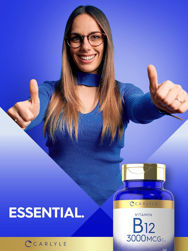 Carlyle Vitamina B-mcg | 180 Comprimidos Para Adultos | Supl - Imagem 5