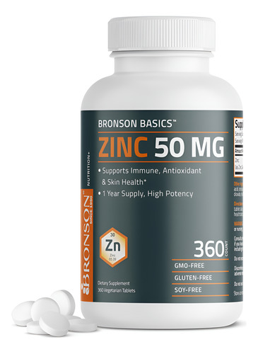 Suplemento Bronson Zinc 50 Mg De Alta Potência 360 Comprimid