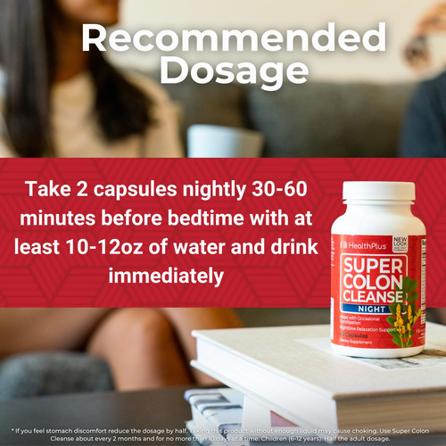Suplemento Health Plus Super Colon Cleanse Night 60 Cápsulas - Imagem 4