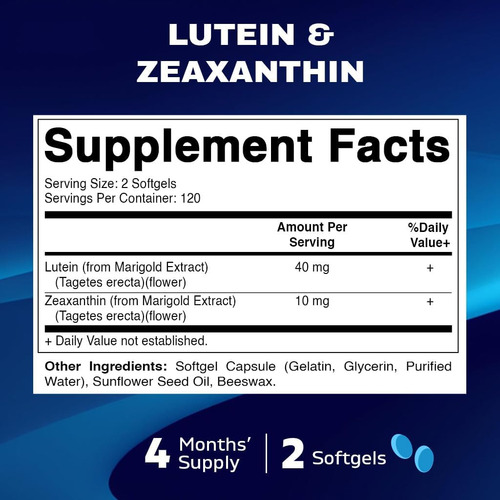 Luteína Vitamática 40mg Com Zeaxantina 10mg, Suplemento De A - Imagem 2