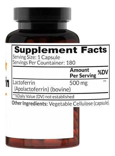 Monoherb Lactoferrina Pura 500 Mg - 180 Cápsulas Vegetais -