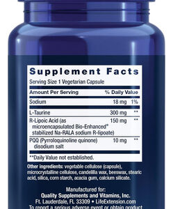 Life Extension Mitocondrial Basics Com Pqq -l-taurina, Ácido