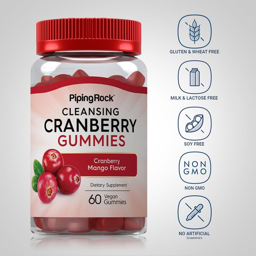 Gomas De Cranberry Piping Rock | 60 Contagens | Sabor Manga - Imagem 3