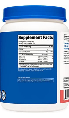 Nutricost Bcaa Em Pó 2: 1: 1 (melancia, 120 Porções) - Sem - Imagem 3