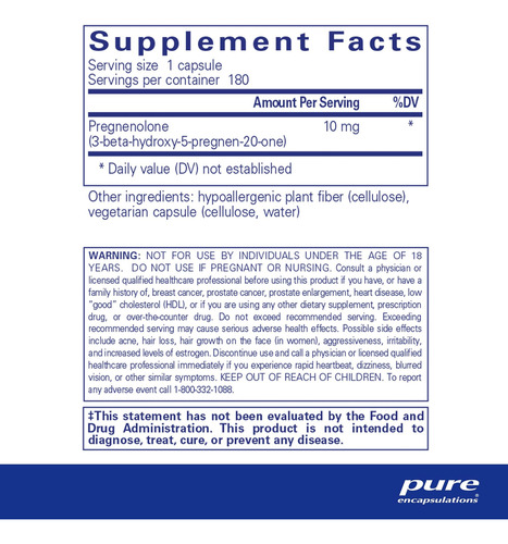 Pure Encapsulations Pregnenolona 10 Mg - Suporta Memória E E - Imagem 2
