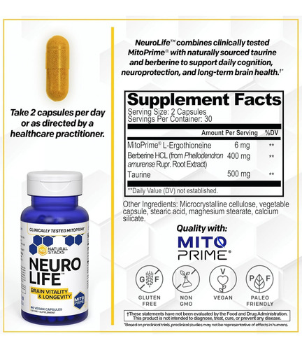 Suplemento Cerebral Neurolife Para Vitalidade Cognitiva - Su - Imagem 2