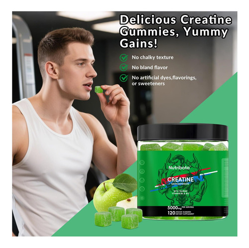 Gummies De Creatina Sem Creatina Sem Açúcar Nutribota 5g E E - Imagem 5