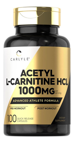 Cápsulas De Carlyle Acetil L-carnitina Hcl | 1000mg | 100 Co