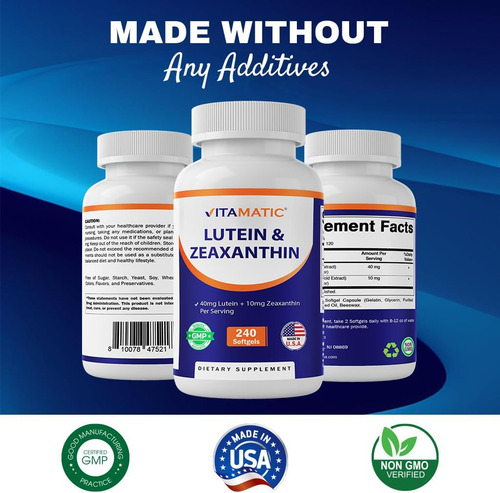 Luteína Vitamática 40mg Com Zeaxantina 10mg, Suplemento De A - Imagem 3