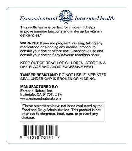 Esmond Natural: Multivitaminas Mastigáveis Para Crianças C - Imagem 3
