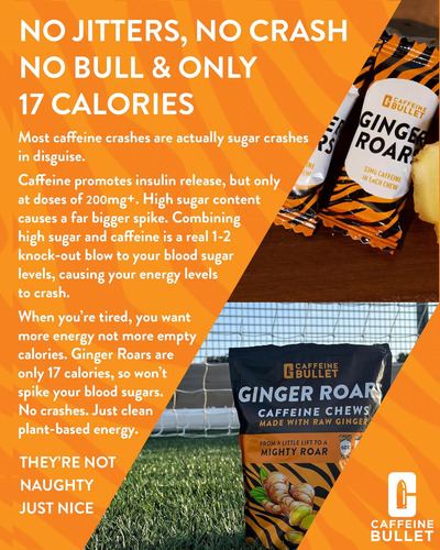 Ginger Rugindo - 60 Gomas De Energia - Mastigam A Cafeína Ve - Imagem 5