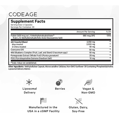 Suplemento Codeage Pqq Ovarian Harmony+ - Pqq (pirroloquinol - Imagem 2